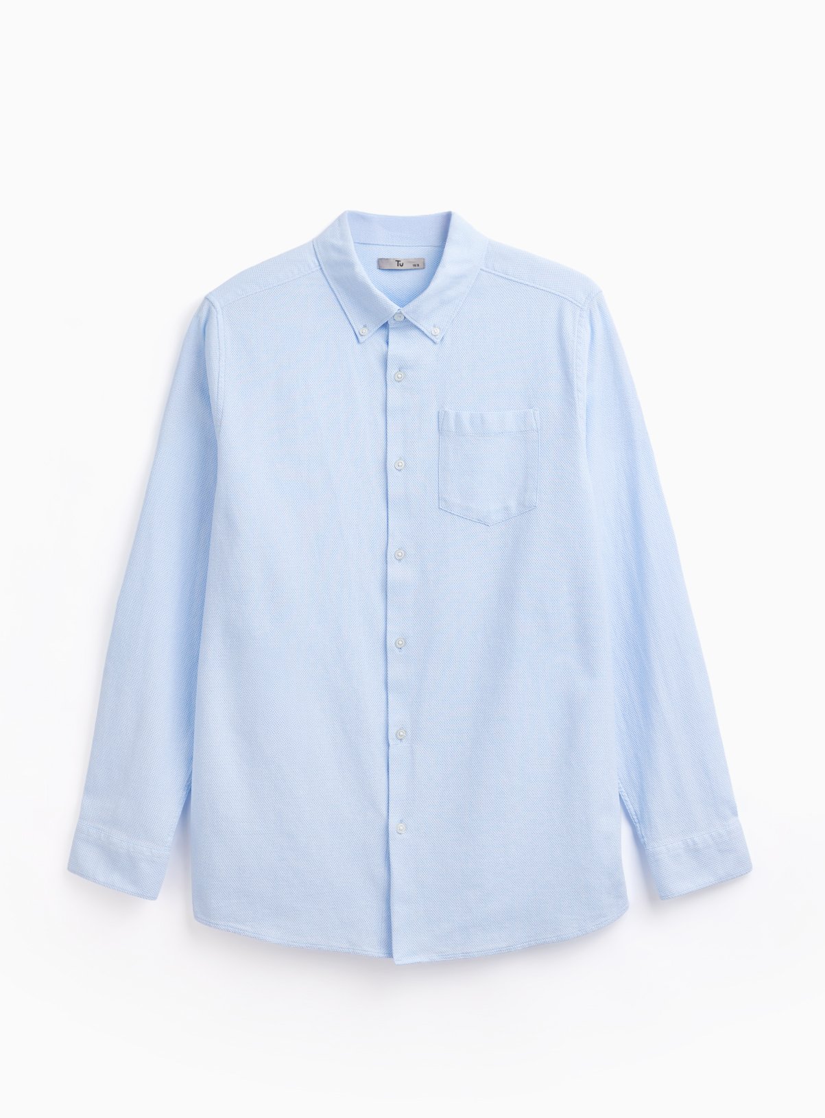 Light Blue Jacquard Texture Regular Fit Long Sleeve Shirt 17 - Image 3 thumbnail